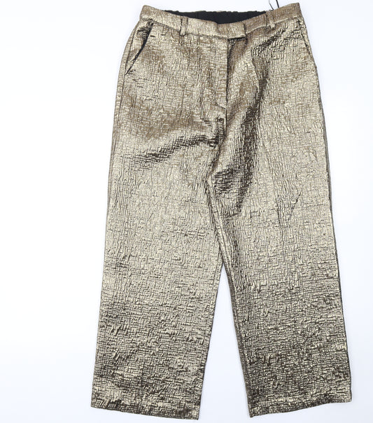 Gallery Women's Gold Metallic Dress Trousers Size 12 Straight Leg