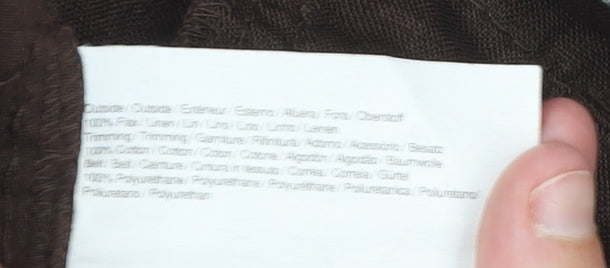 Esprit Women Brown Linen Bermuda Shorts Size 10 Regular Fit Casual