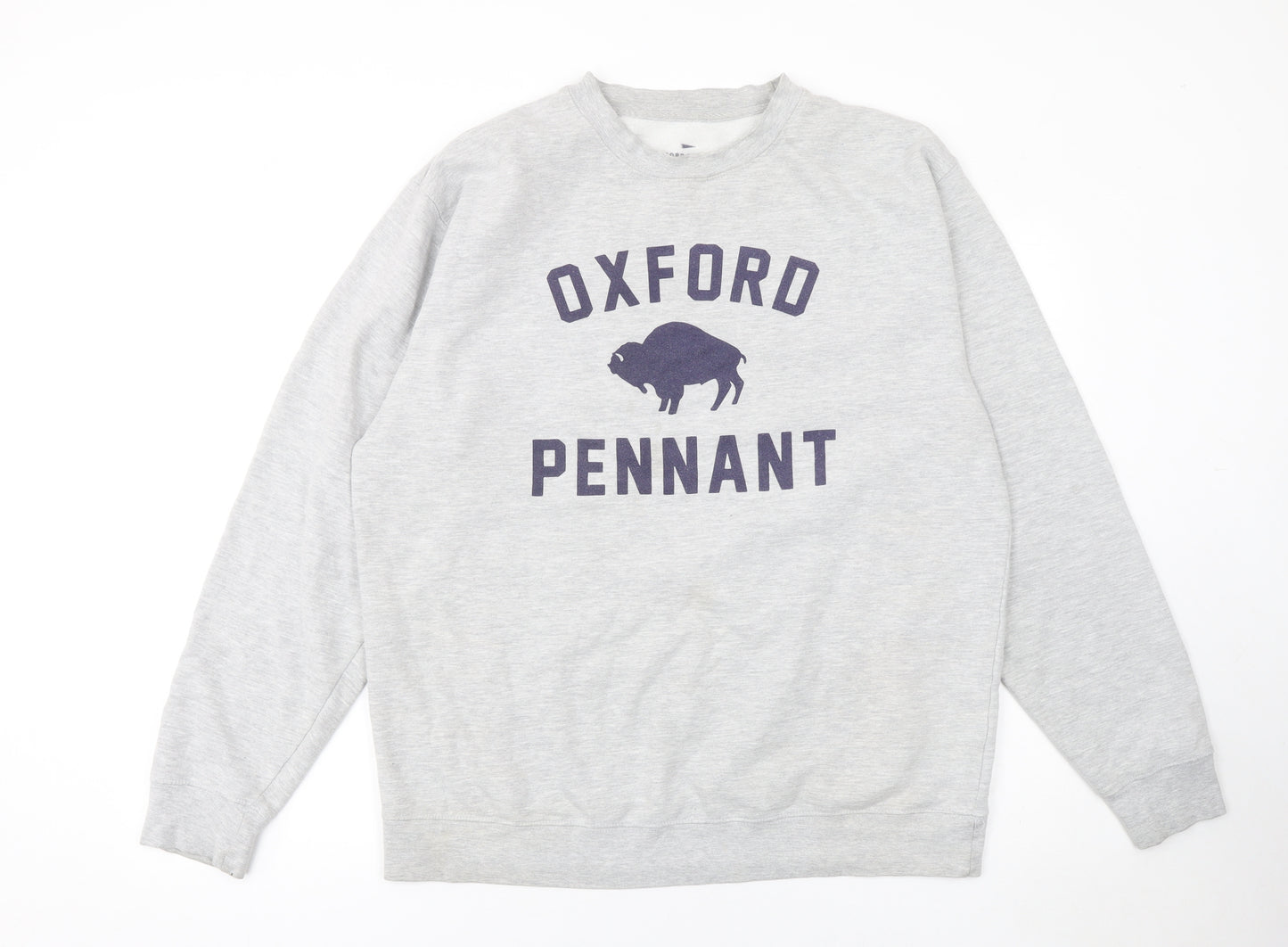Oxford Pennant Men's Grey XL Pullover Sweatshirt Crew Neck Logo Design