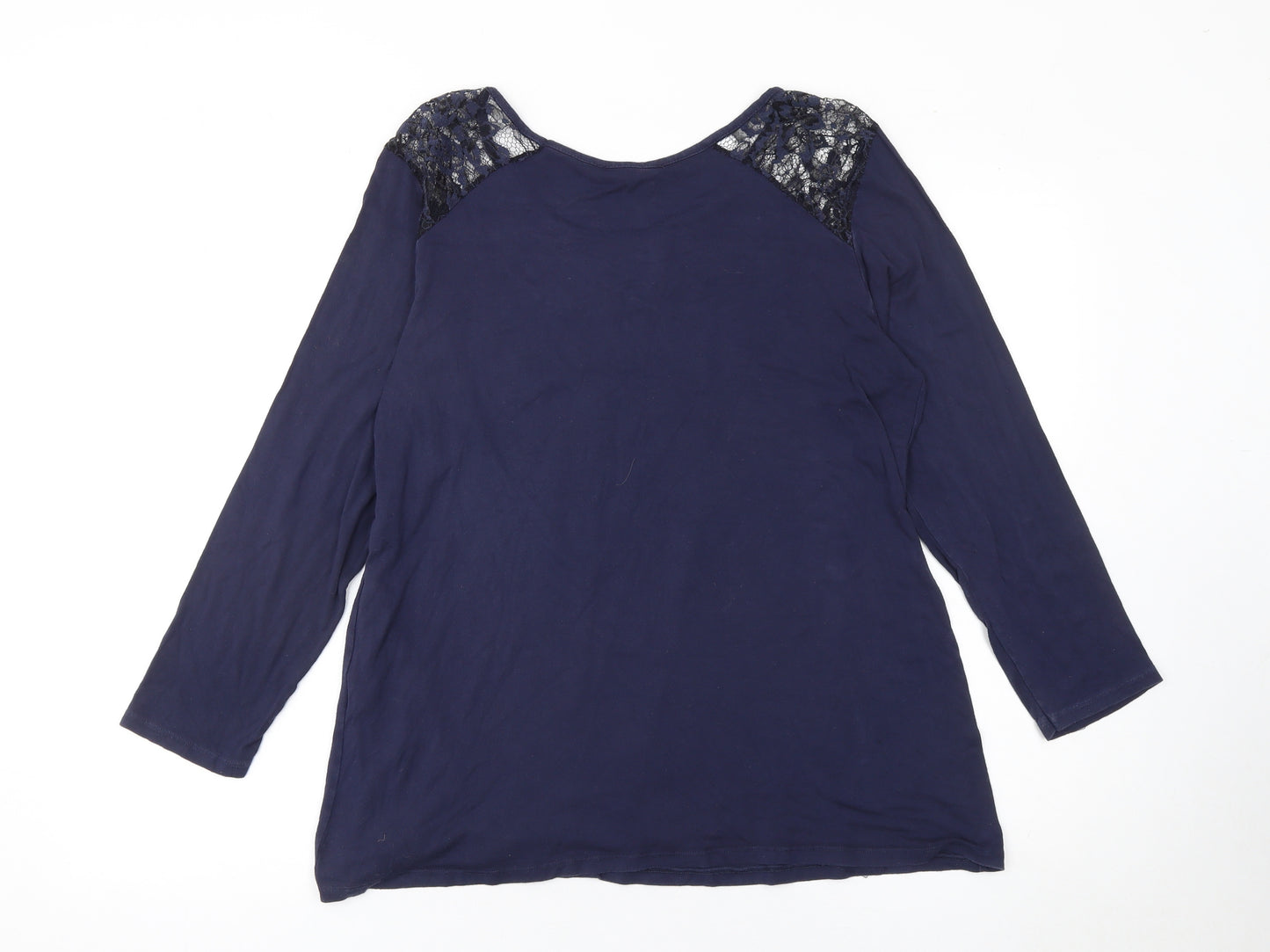 Nicole Women’s Blue Lace Shoulder Jersey Blouse Size M