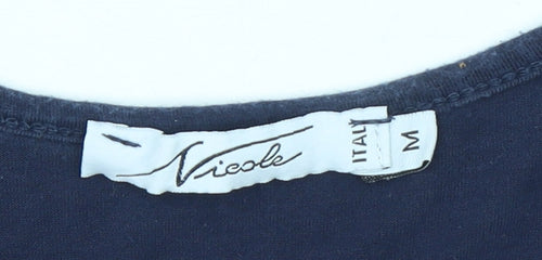 Nicole Women’s Blue Lace Shoulder Jersey Blouse Size M