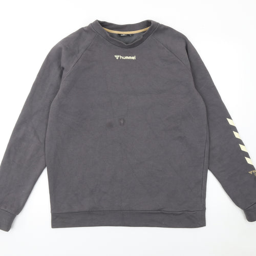 Hummel Mens Grey Pullover Sweatshirt Size M Crew Neck Sports Top