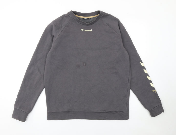 Hummel Mens Grey Pullover Sweatshirt Size M Crew Neck Sports Top