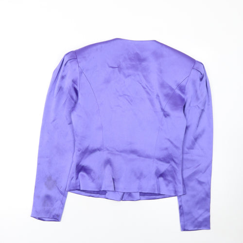 Collage by Simon Ellis Purple Satin Embroidered Jacket UK 12 Women's Vintage Blazer