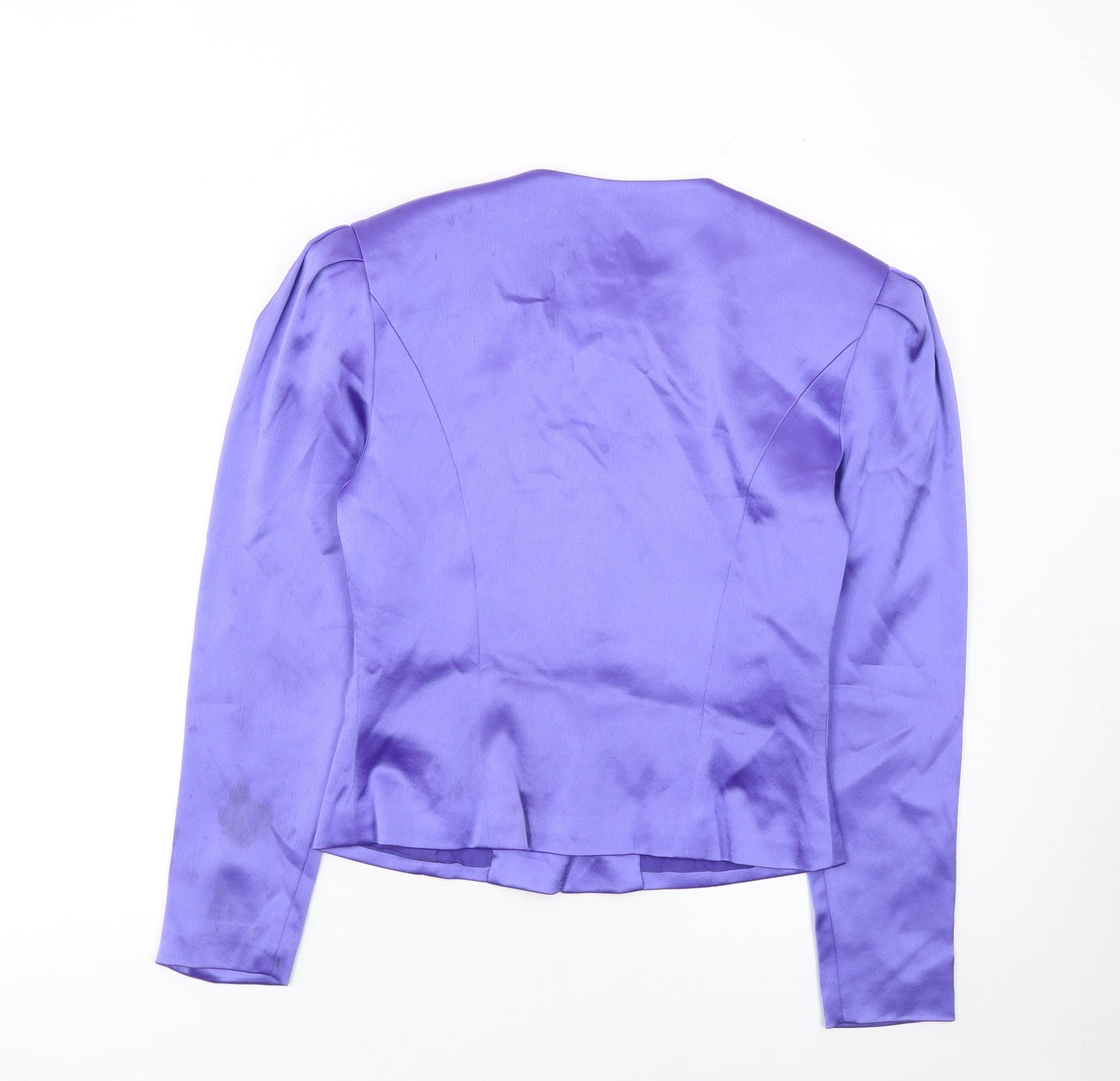 Collage by Simon Ellis Purple Satin Embroidered Jacket UK 12 Women's Vintage Blazer