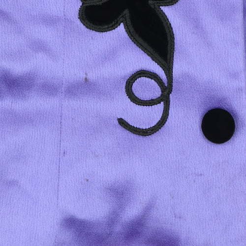 Collage by Simon Ellis Purple Satin Embroidered Jacket UK 12 Women's Vintage Blazer