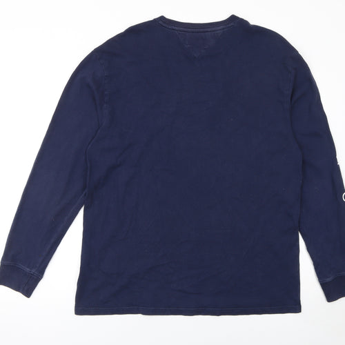 Tommy Jeans Men's Blue Long Sleeve Crew Neck Cotton T-Shirt Size M