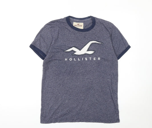 Hollister Men’s Blue Small Logo Graphic Crew Neck T-Shirt