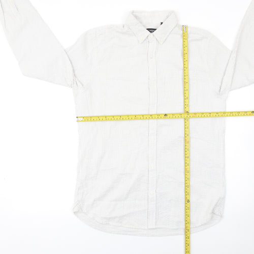 Superdry Studios Men's White Striped Cotton Button-Up Shirt M