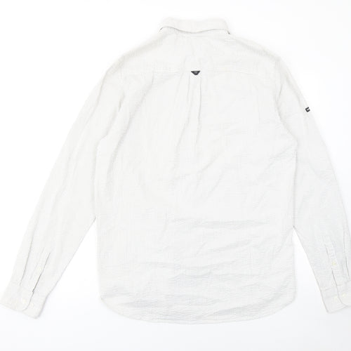 Superdry Studios Men's White Striped Cotton Button-Up Shirt M