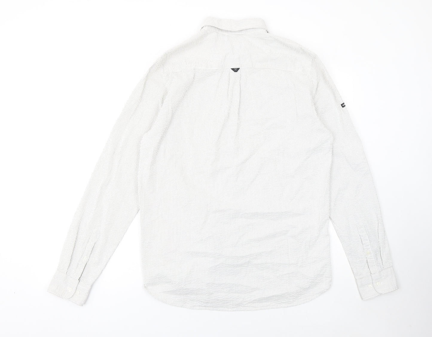 Superdry Studios Men's White Striped Cotton Button-Up Shirt M