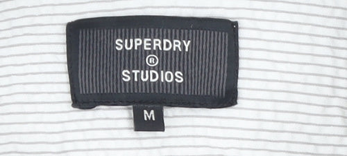Superdry Studios Men's White Striped Cotton Button-Up Shirt M