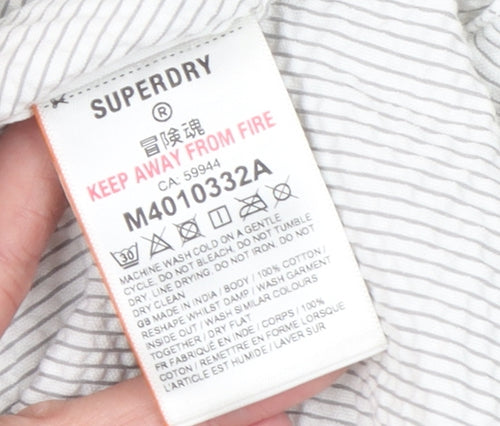 Superdry Studios Men's White Striped Cotton Button-Up Shirt M