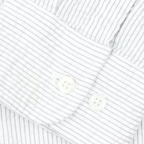 Superdry Studios Men's White Striped Cotton Button-Up Shirt M