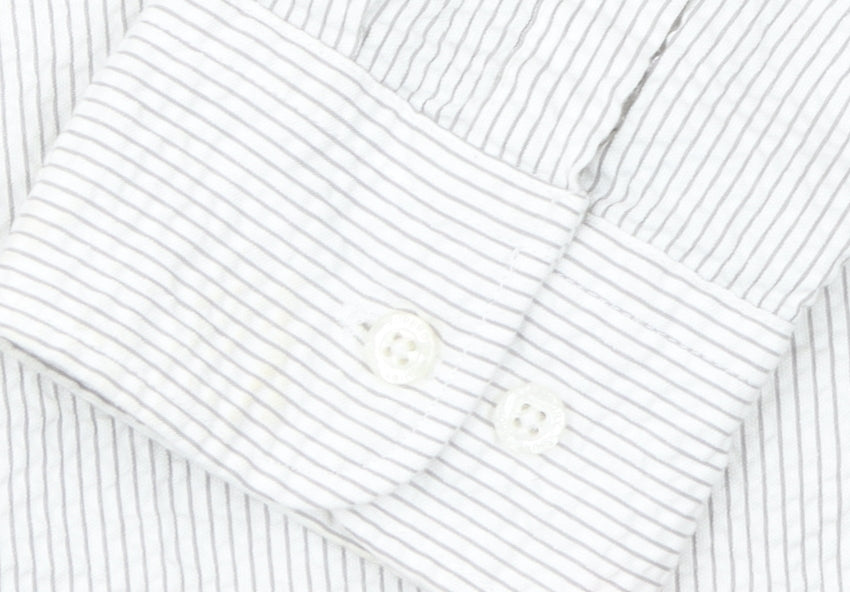 Superdry Studios Men's White Striped Cotton Button-Up Shirt M