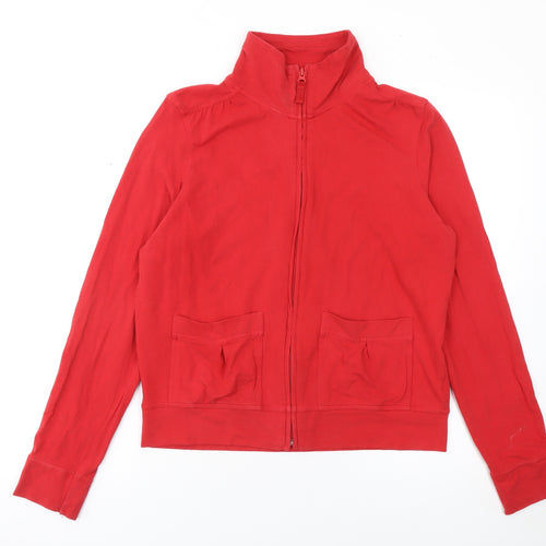 Next Womens Red Full Zip Hoodie Size 14 Cotton Blend Casual