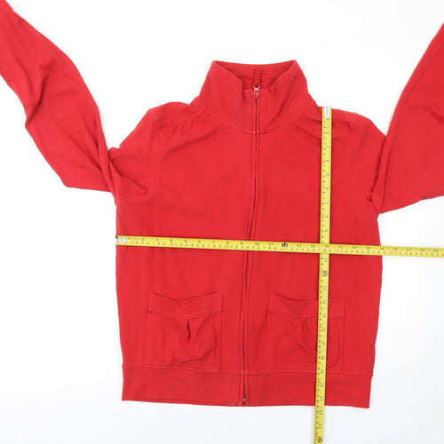Next Womens Red Full Zip Hoodie Size 14 Cotton Blend Casual