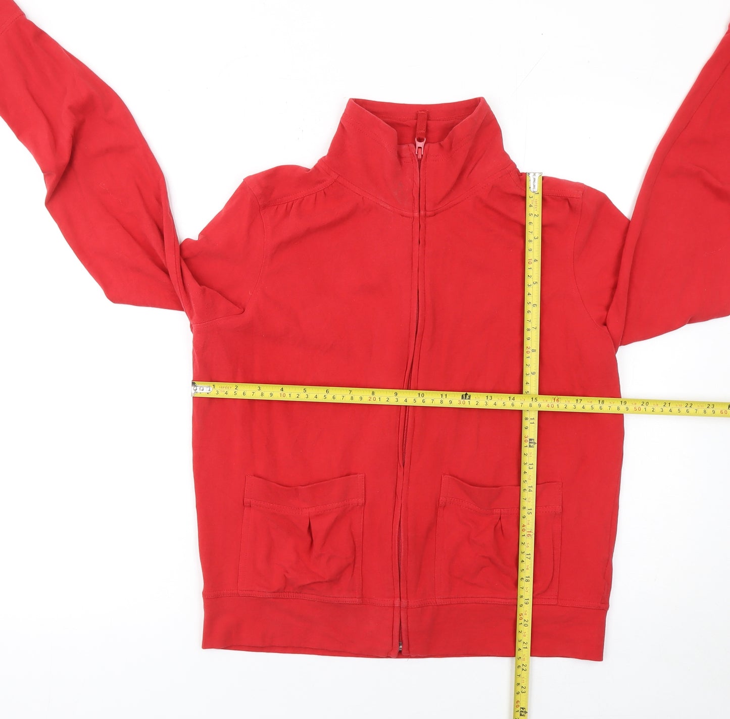 Next Womens Red Full Zip Hoodie Size 14 Cotton Blend Casual