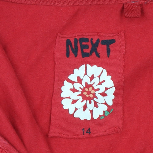 Next Womens Red Full Zip Hoodie Size 14 Cotton Blend Casual