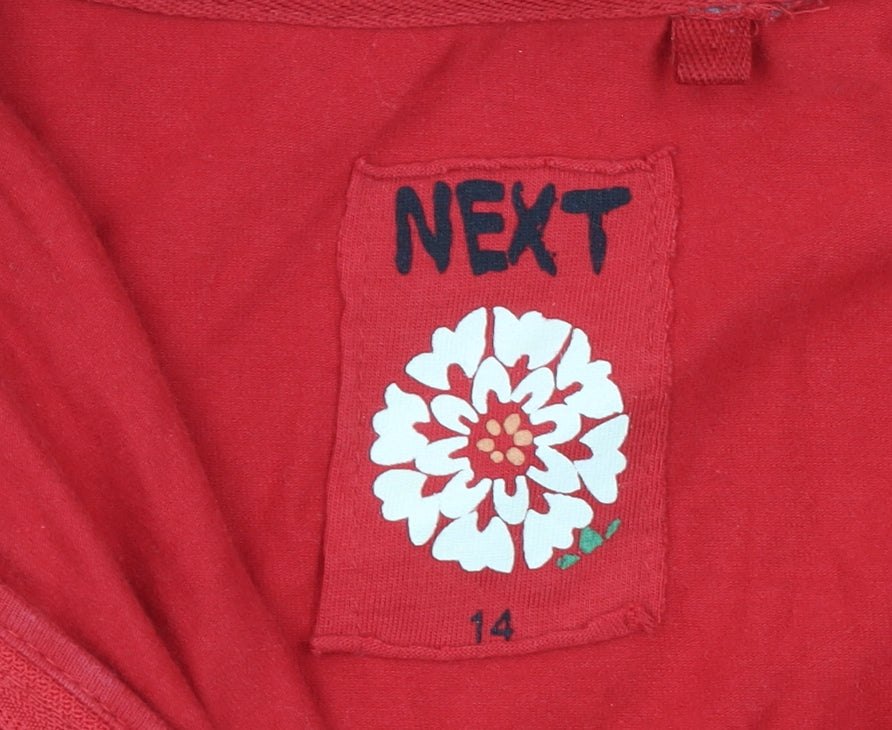 Next Womens Red Full Zip Hoodie Size 14 Cotton Blend Casual