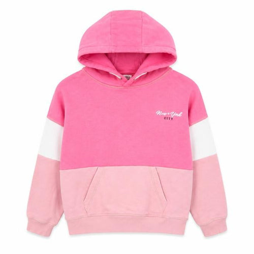 Marks and Spencer Girls Pink Colourblock Pullover Hoodie 8-9 Years