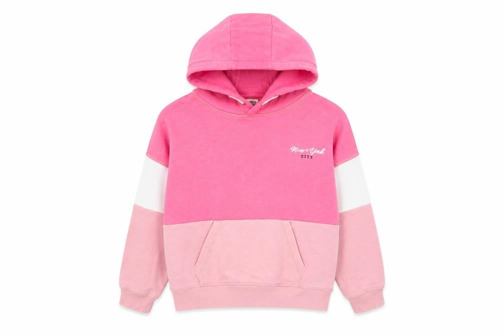 Marks and Spencer Girls Pink Colourblock Pullover Hoodie 8-9 Years