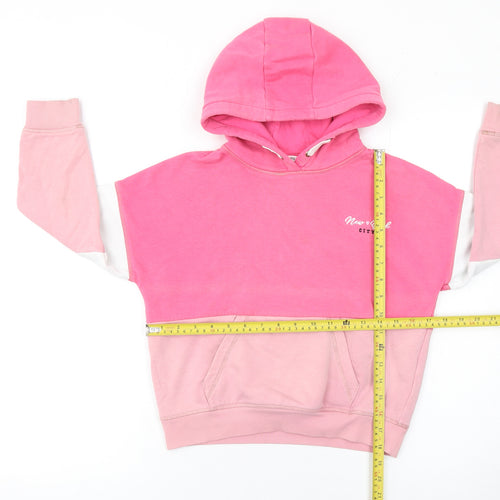Marks and Spencer Girls Pink Colourblock Pullover Hoodie 8-9 Years