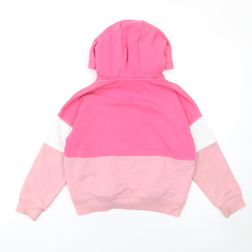 Marks and Spencer Girls Pink Colourblock Pullover Hoodie 8-9 Years