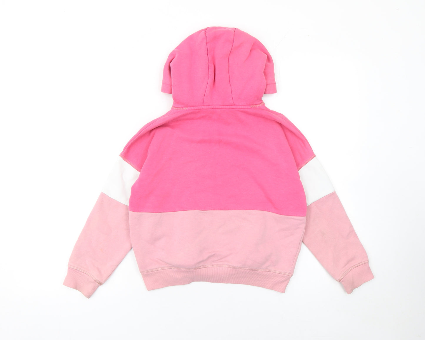 Marks and Spencer Girls Pink Colourblock Pullover Hoodie 8-9 Years