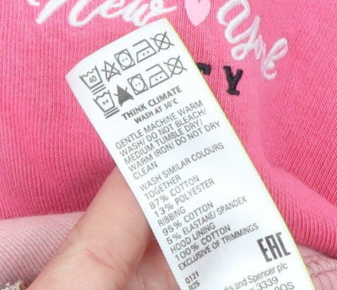 Marks and Spencer Girls Pink Colourblock Pullover Hoodie 8-9 Years