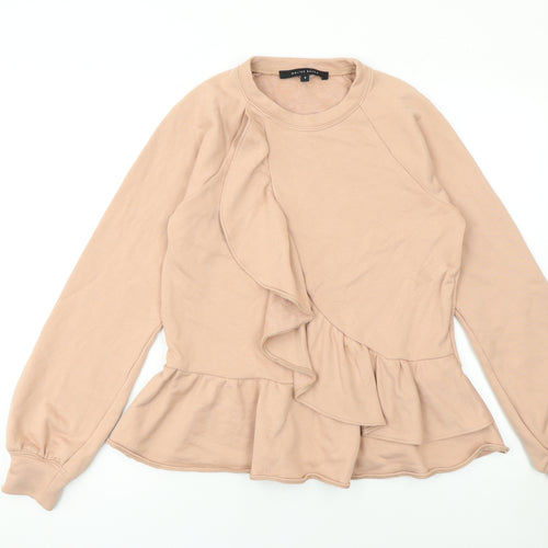 Walter Baker Women Beige Peplum Ruffle Pullover Sweatshirt Size S