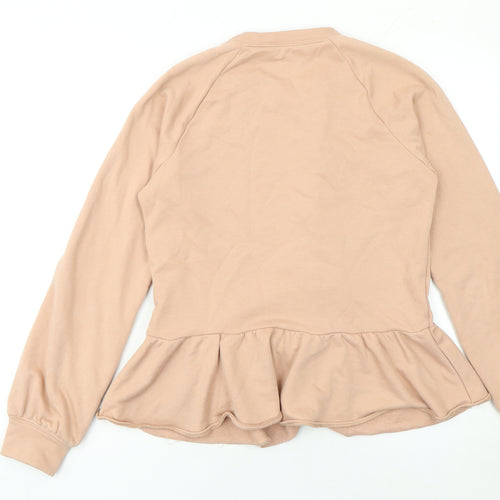 Walter Baker Women Beige Peplum Ruffle Pullover Sweatshirt Size S