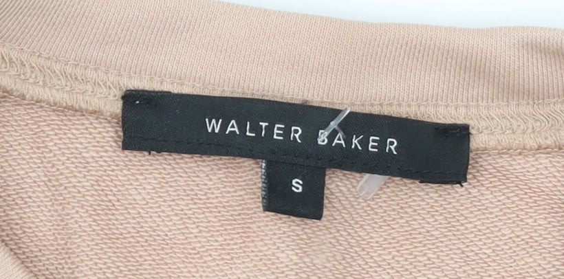 Walter Baker Women Beige Peplum Ruffle Pullover Sweatshirt Size S