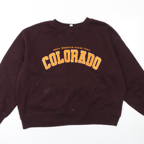 H&M Womens Burgundy Colorado Graphic Pullover Sweatshirt M