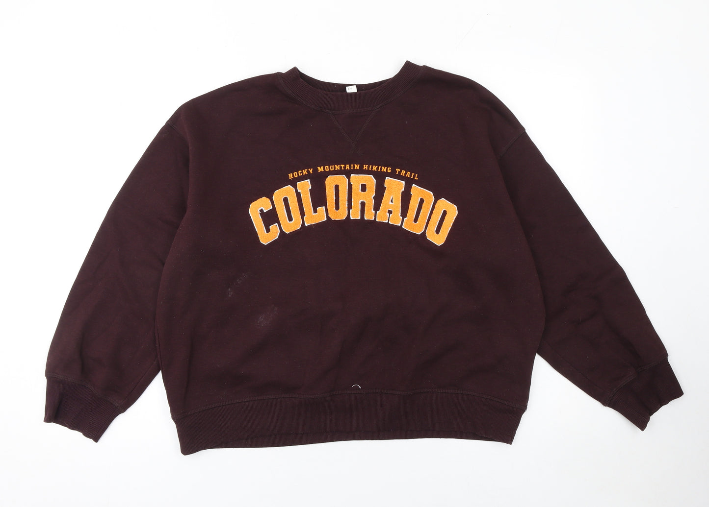 H&M Womens Burgundy Colorado Graphic Pullover Sweatshirt M