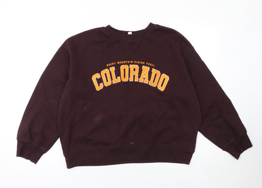 H&M Womens Burgundy Colorado Graphic Pullover Sweatshirt M