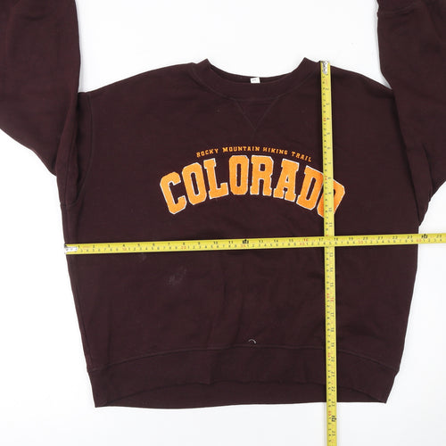 H&M Womens Burgundy Colorado Graphic Pullover Sweatshirt M