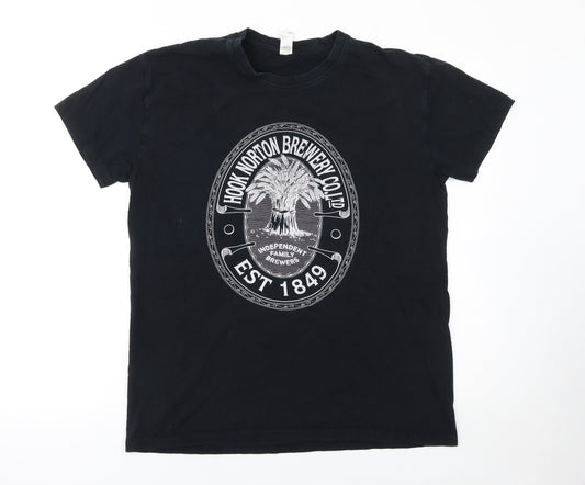 SOL'S Men's Black Hook Norton Brewery Graphic Cotton T-Shirt Size L