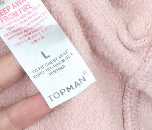 Topman Men's Pink Pullover Hoodie L Regular Fit Cotton Blend