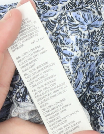 Fat Face Women Blue Floral Viscose Paperbag Shorts Size 12