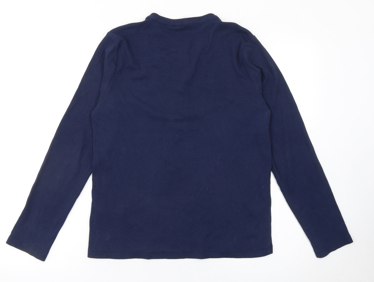 FatFace Women's Blue Long Sleeve Henley Cotton T-Shirt Size 14