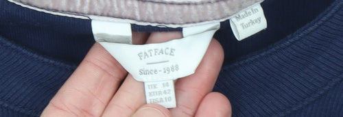 FatFace Women's Blue Long Sleeve Henley Cotton T-Shirt Size 14