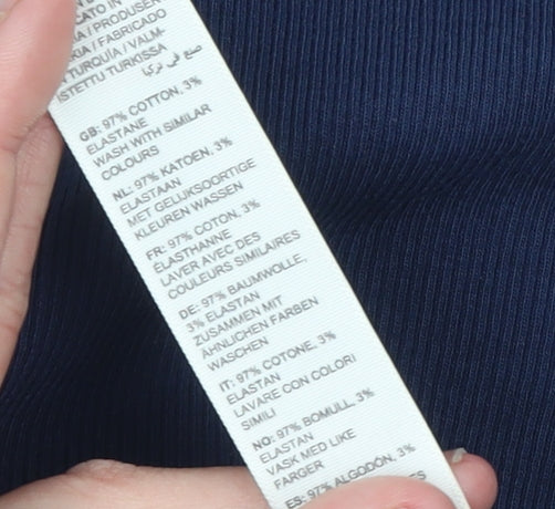 FatFace Women's Blue Long Sleeve Henley Cotton T-Shirt Size 14