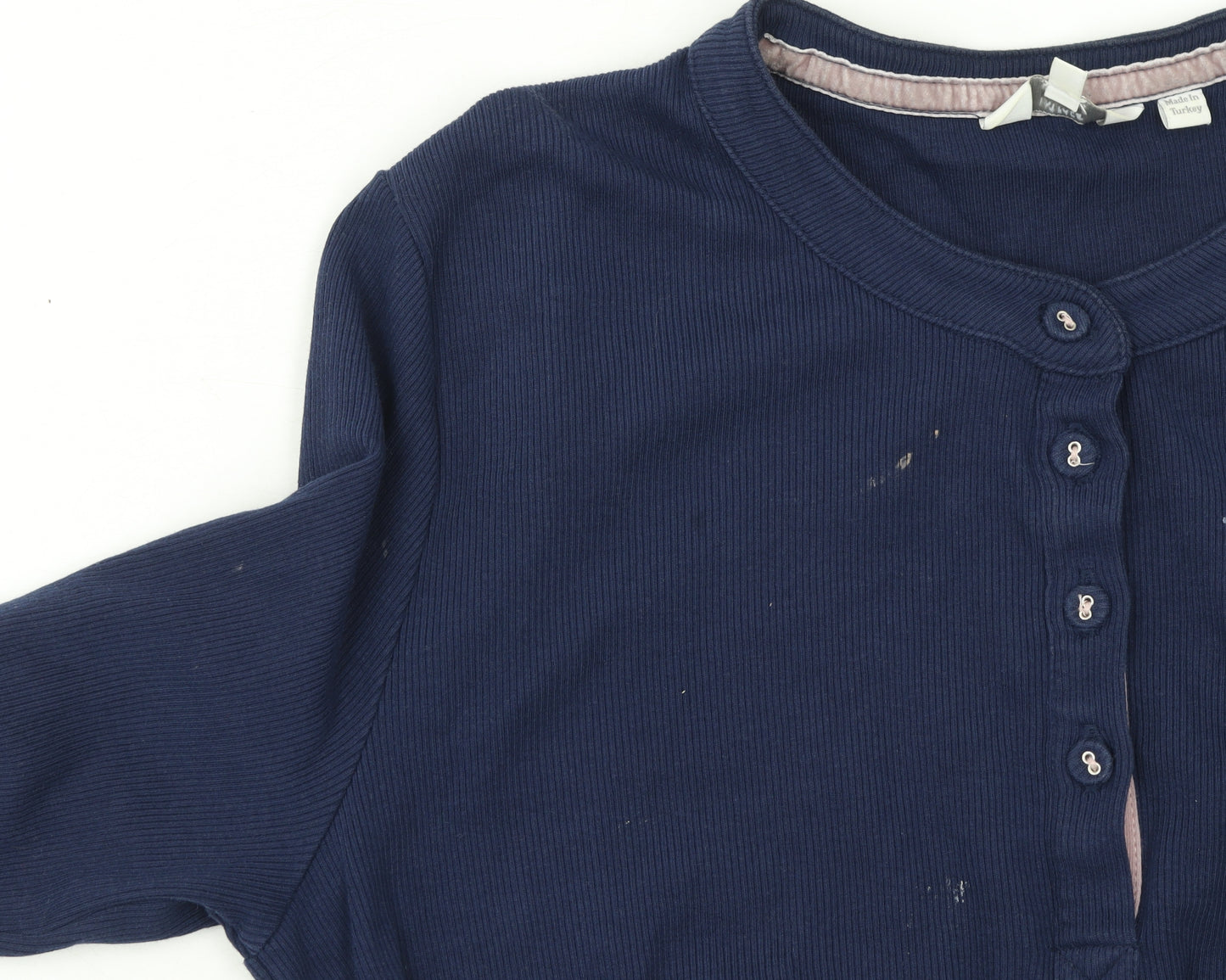 FatFace Women's Blue Long Sleeve Henley Cotton T-Shirt Size 14