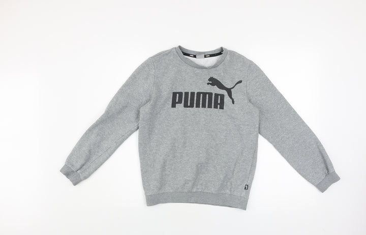 Puma Boys Grey Crew Neck Pullover Sweatshirt Size 11-12 Years