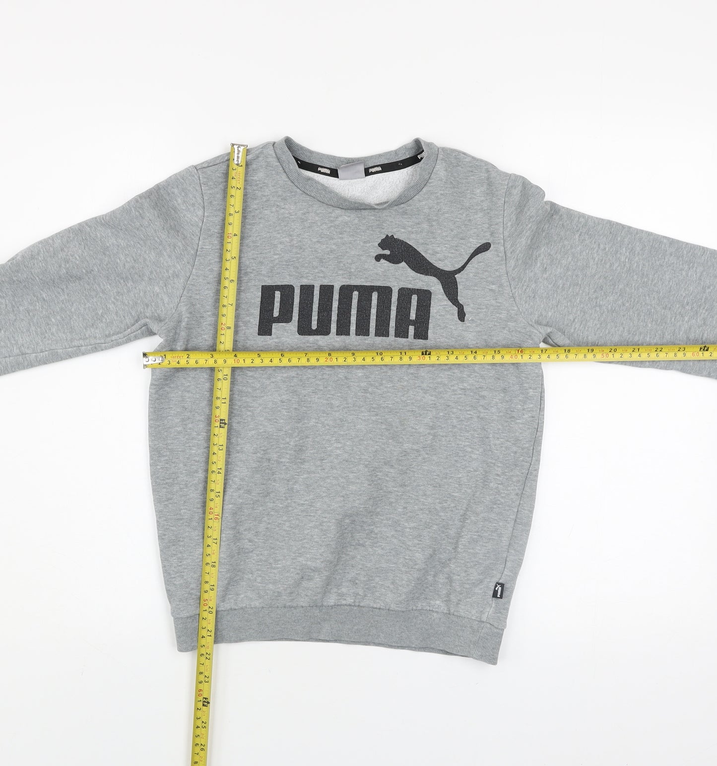 Puma Boys Grey Crew Neck Pullover Sweatshirt Size 11-12 Years