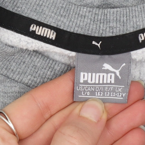 Puma Boys Grey Crew Neck Pullover Sweatshirt Size 11-12 Years