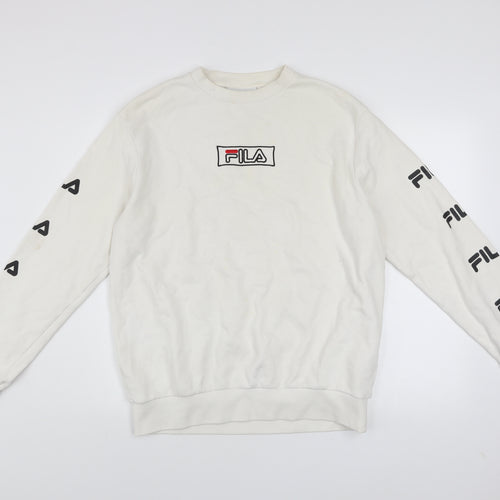 FILA Men's White Logo Sweatshirt L Long Sleeve Pullover