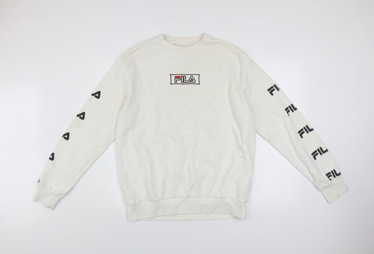 FILA Men's White Logo Sweatshirt L Long Sleeve Pullover