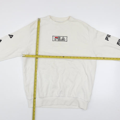 FILA Men's White Logo Sweatshirt L Long Sleeve Pullover